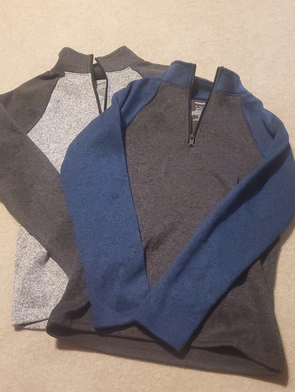Boy's Half-Zip Sweater - Charcoal & Blue